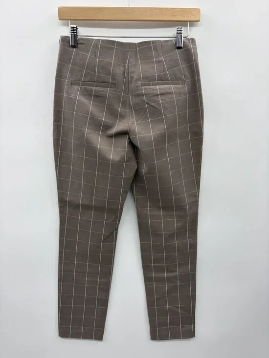 A New Day Womens Size 4 Windowpane Plaid Side Zip Slim Ankle Pants in Brown - Picture 4 of 7